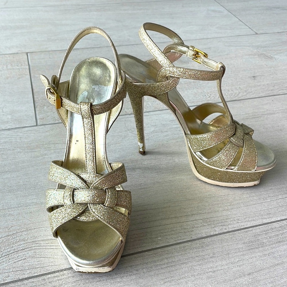 YSL GOLD HEELS